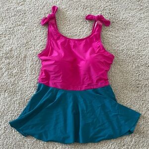 Latched Mama Pink and Teal Swim Top